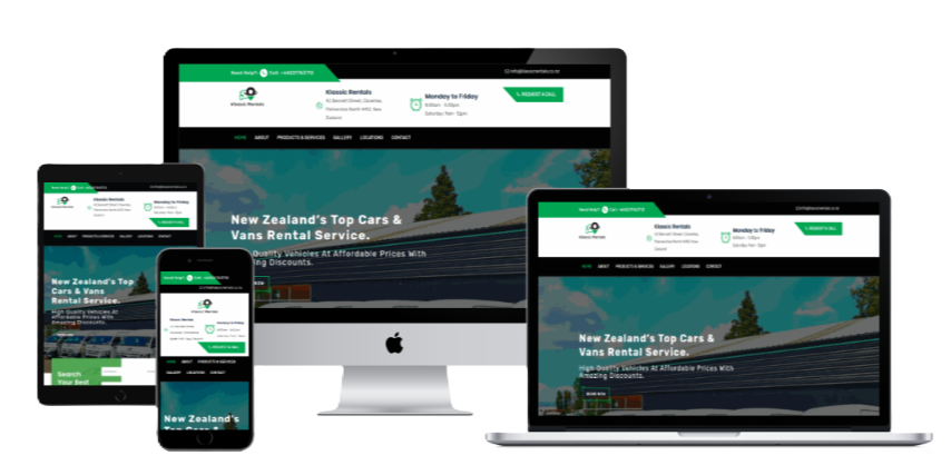 Website mockup displayed across desktop tablet and mobile