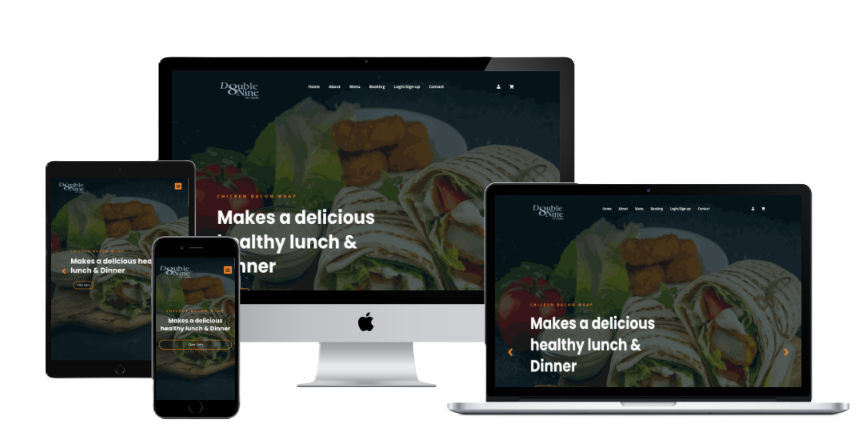 Responsive website mockup displayed across multiple devices